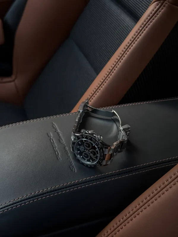 Rolex Daytona on a Porsche seat