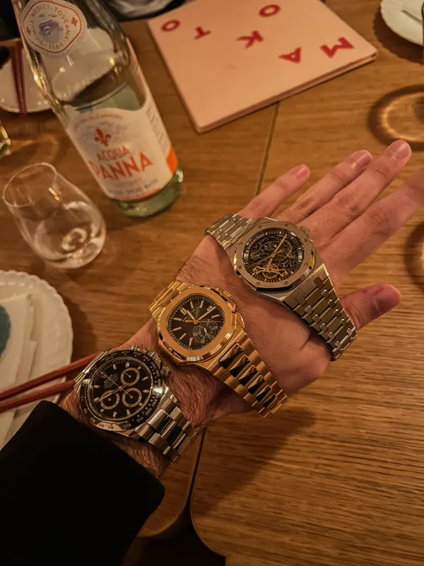 Rolex Daytona, Patek Nautilus and AP Royal Oak stack